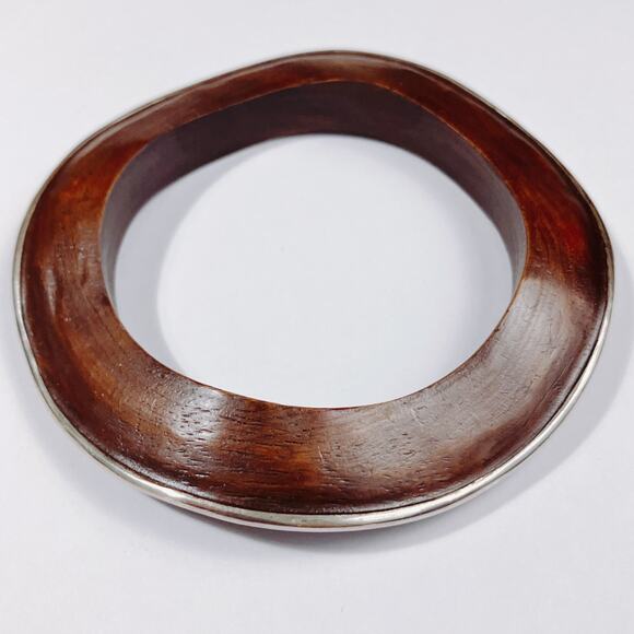 Signed Silpada B1662 Sterling Silver Rosewood Asymmetrical Cuff Bracelet Boho - Picture 9 of 10